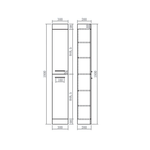 Ambiance Bathroom Modern Floor Standing Tall Cabinet - 1900 mm Unit - Image 7