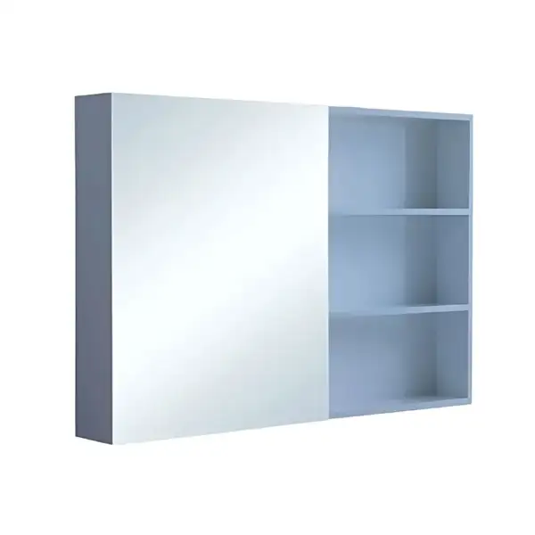 PSV1000L Matte Blue Ambiance Bathroom Mirror Cabinet with Open Shelves