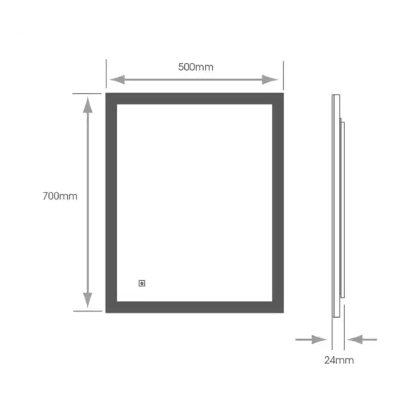 Ambiance Bathroom Helsinki LED Mirror Measurements