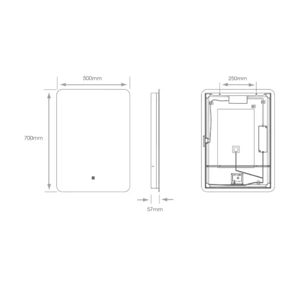 Ambiance Bathroom Kingston Tunable LED Mirror Measurements