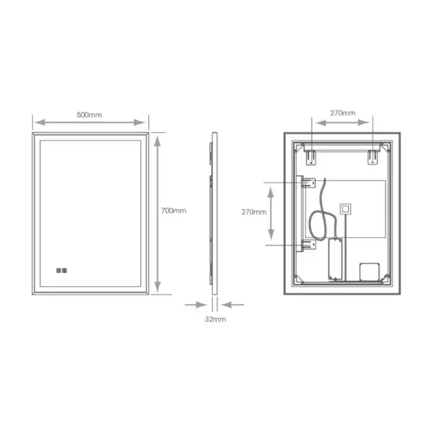 Ambiance Bathroom Langley Tunable LED Mirror Measurements