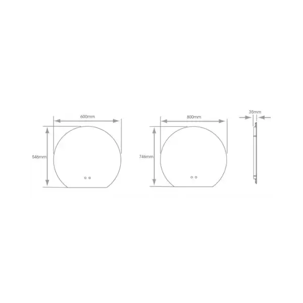 Ambiance Bathroom Marseille Tunable LED Mirror - Measurements