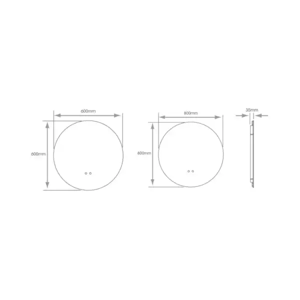 Ambiance Bathroom Rochelle Tunable LED Mirror Measurements