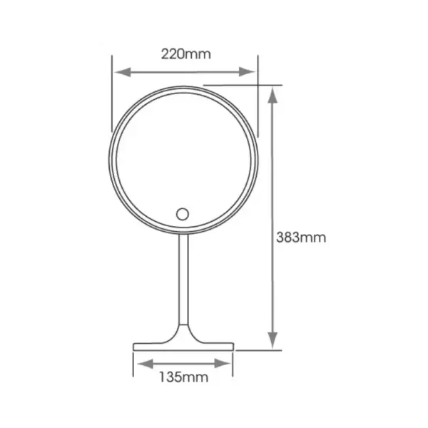 Ambiance Bathroom Titan Rechargeable LED Vanity Mirror Measurements