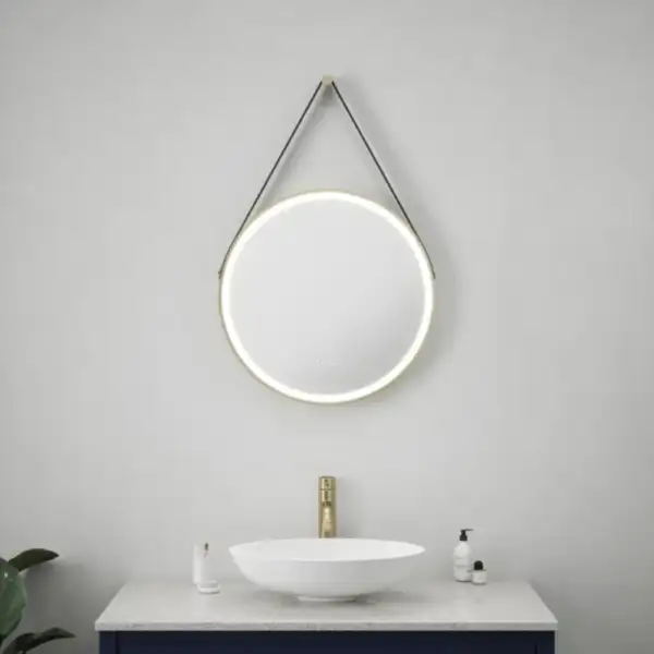 Ambiance Bathroom Valletta Tunable LED Mirror with Strap - Brushed Gold Trim