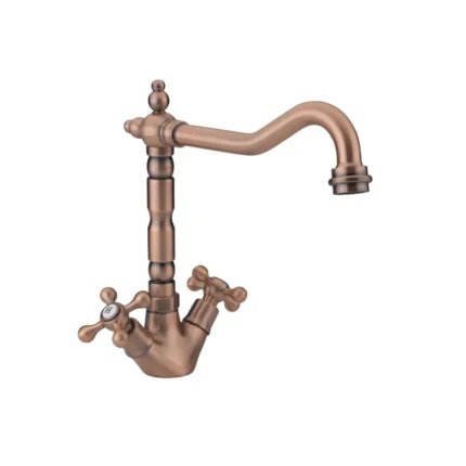 Aqualinor Monobloc Sink Mixer Brushed Copper