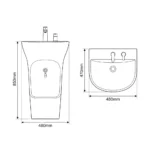 Ceramic Easy Dual Level Wudu Basin Measurements